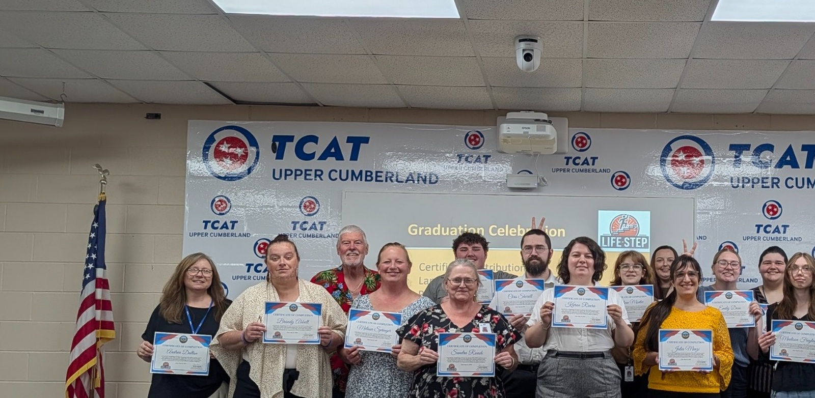LIFE-STEP graduates holding certificates at TCAT Upper Cumberland